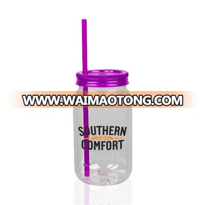 Wholesale Custom Made Wide Mouth 25 OZ Mason Jar with Colorful Lid and Straw