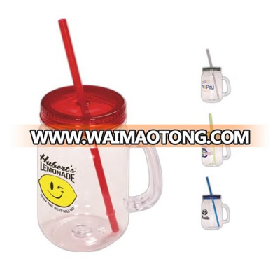 Custom Beverage Creative Clear Juice Drinking Mason Jar With Straw Lid